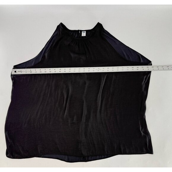Old Navy Plus Size Sheer Shiny Satin Black Tunic Blouse XXL Event Classic Preppy - Picture 12 of 12